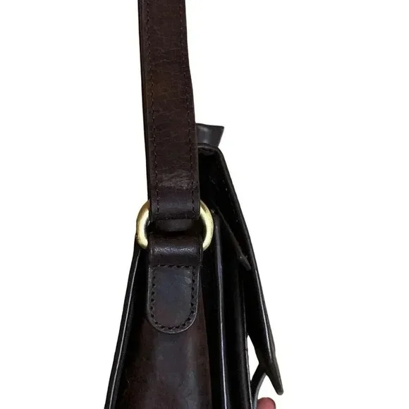 Estalon Brown Leather Multi Pocket Crossbody Travel Purse Sling Saddle Satchel - Picture 7 of 12